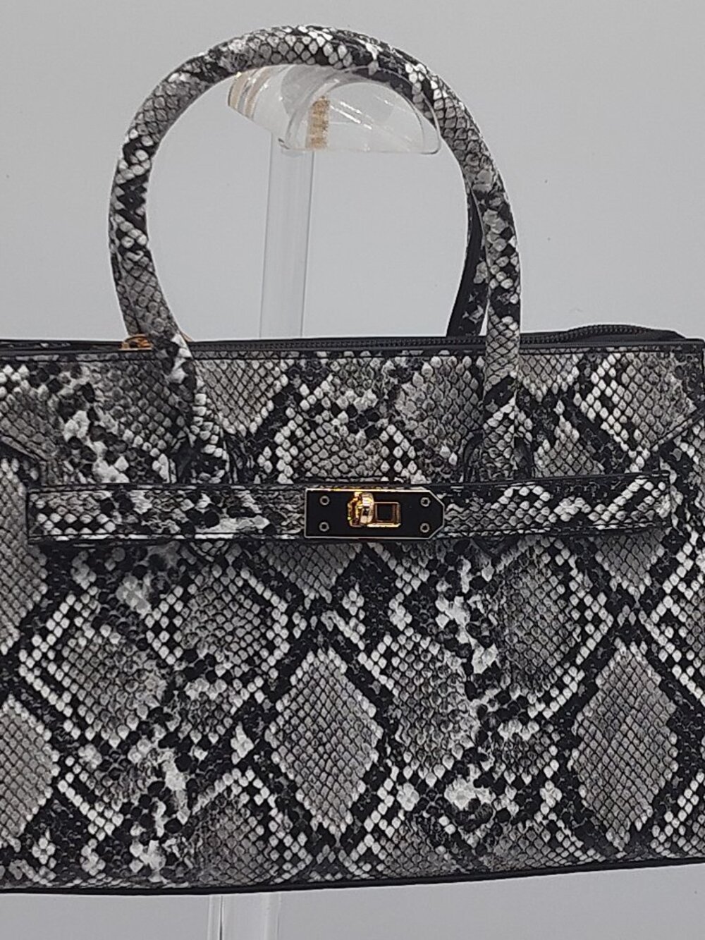 Silver Python Structured Handbag - The Exotic Luxe Edit